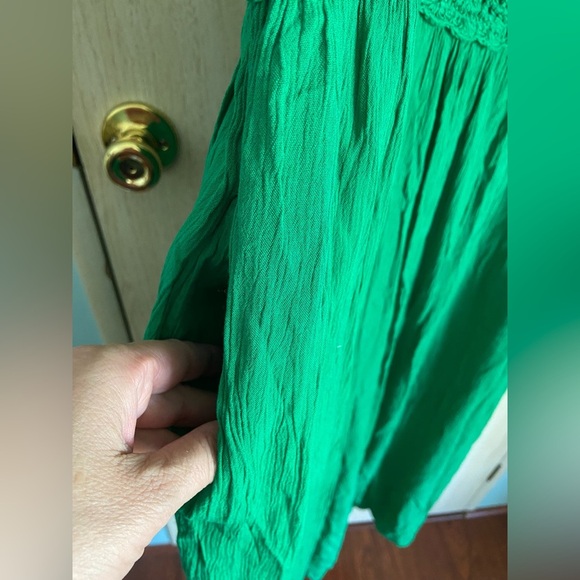 Destination 365 Regular Crinkle Chiffon Crochet Maxi Dress Emerald Green 1X NWT - Picture 15 of 16